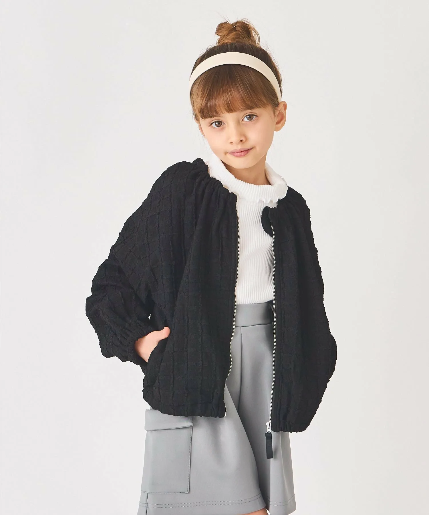 Клетчатая жаккардовая блузон Ever Closet, black