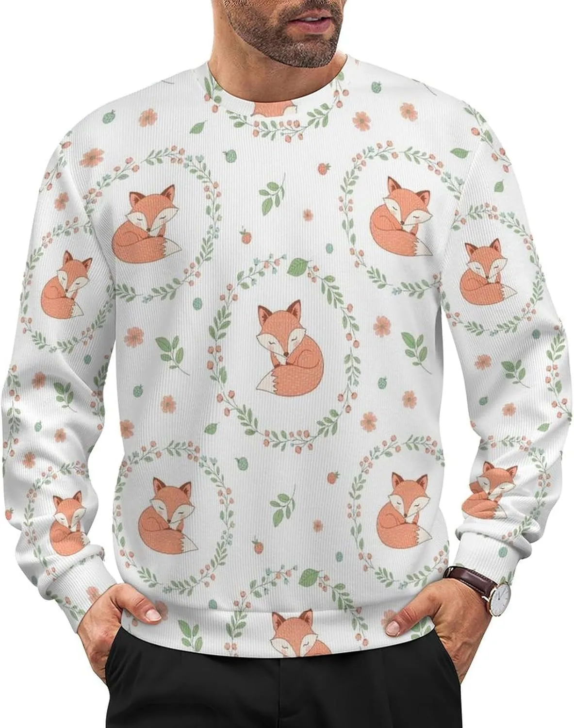 

Мужской повседневный свитер с круглым вырезом и длинным рукавом SEBNATAL