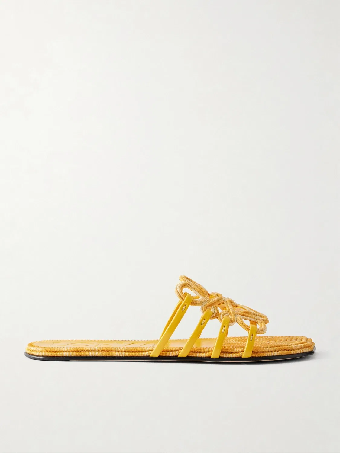 Мюли из холщовой ткани LOEWE + Paula's Ibiza с кожаной отделкой и вышивкой, желтый