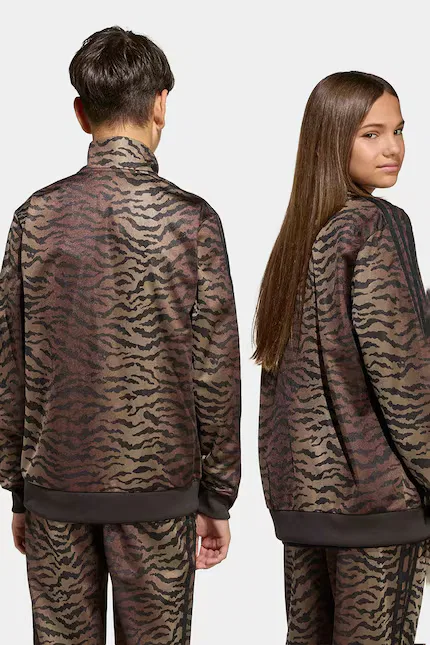 Кофта детская на молнии Adidas Originals, коричневый — фото 3