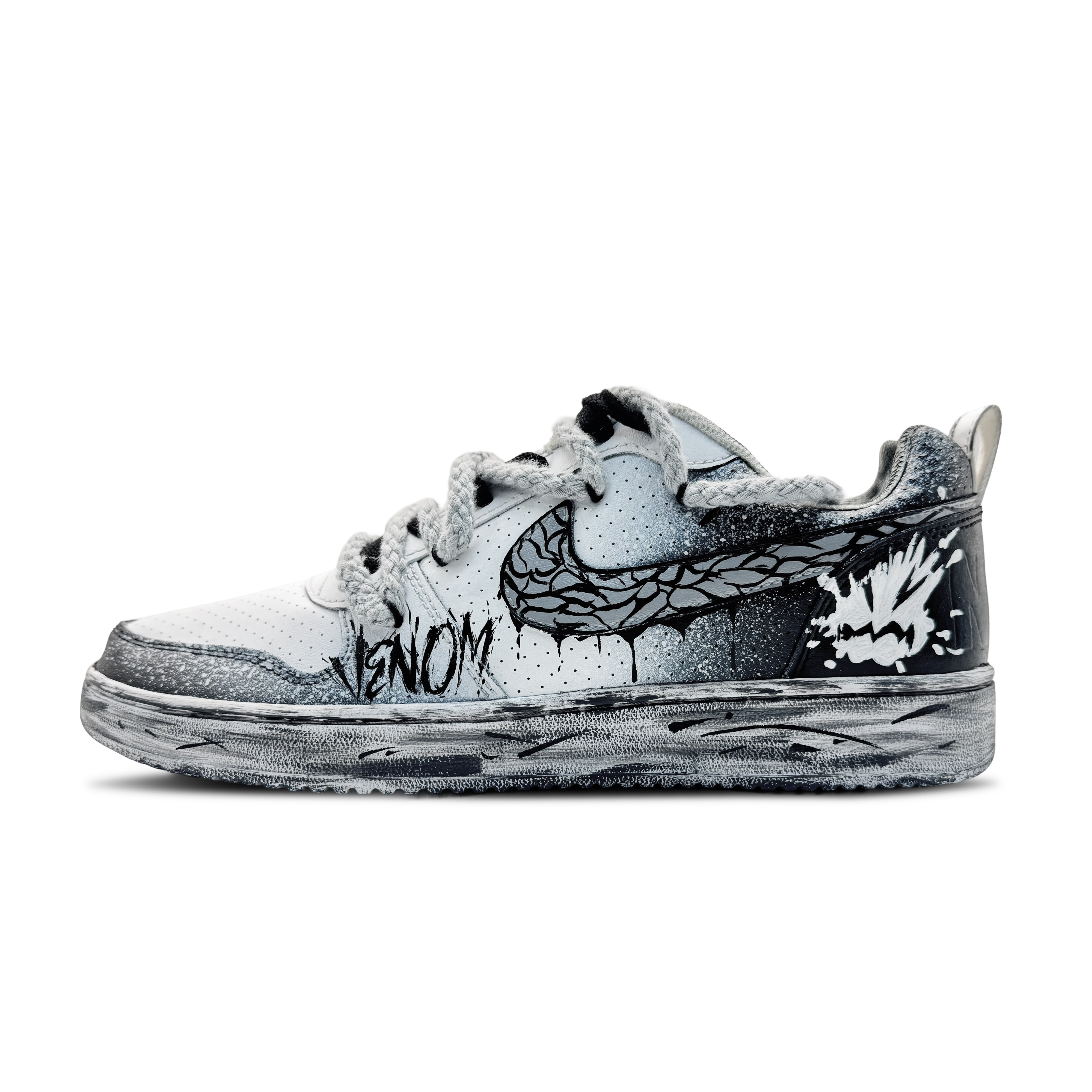 

Nike Кроссовки для скейтборда Court Borough Ruined Ruins Fission, устойчивые к истиранию, низкие, балансирующие, мужские, черно-белые