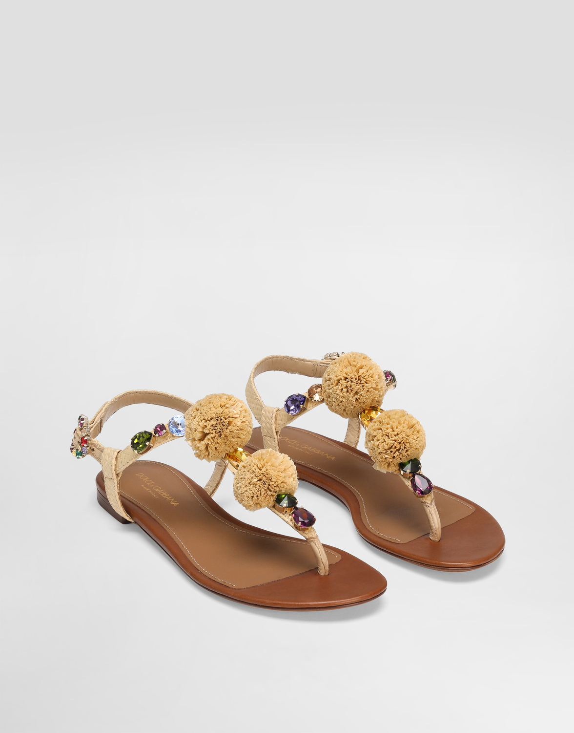 Вьетнамки из крючкового кружева с камнями Dolce & Gabbana, мультиколор — фото 2