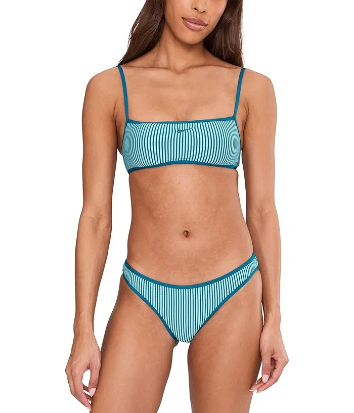 Купальник бикини топ с рифленой текстурой Ripple Texture Bralette Bikini Top Nike, Bleached Turquoise — фото 2