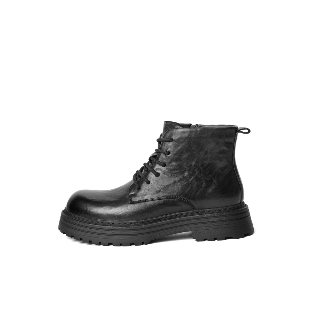 

BELLE Мужские зимние ботинки Martin 12 см черные с меховой подкладкой, цвет Black Fleece-Lined
