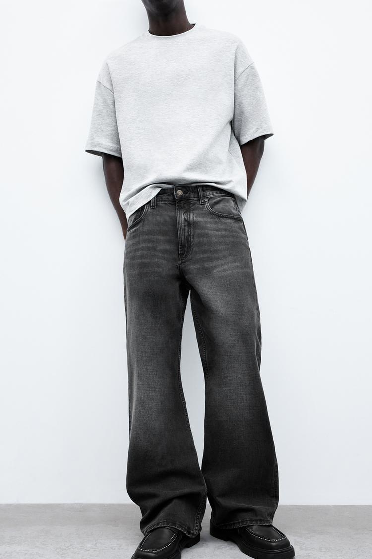 

Свободные расклешенные джинсы Pull And Bear, черный