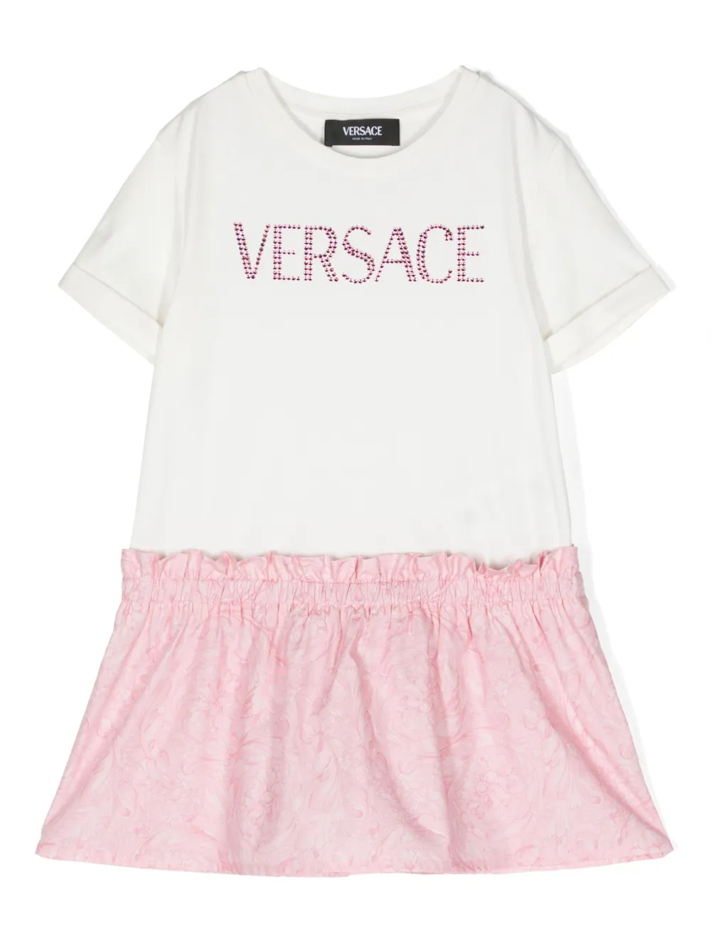 

Платье-футболка с принтом Barocco Versace Kids, белый