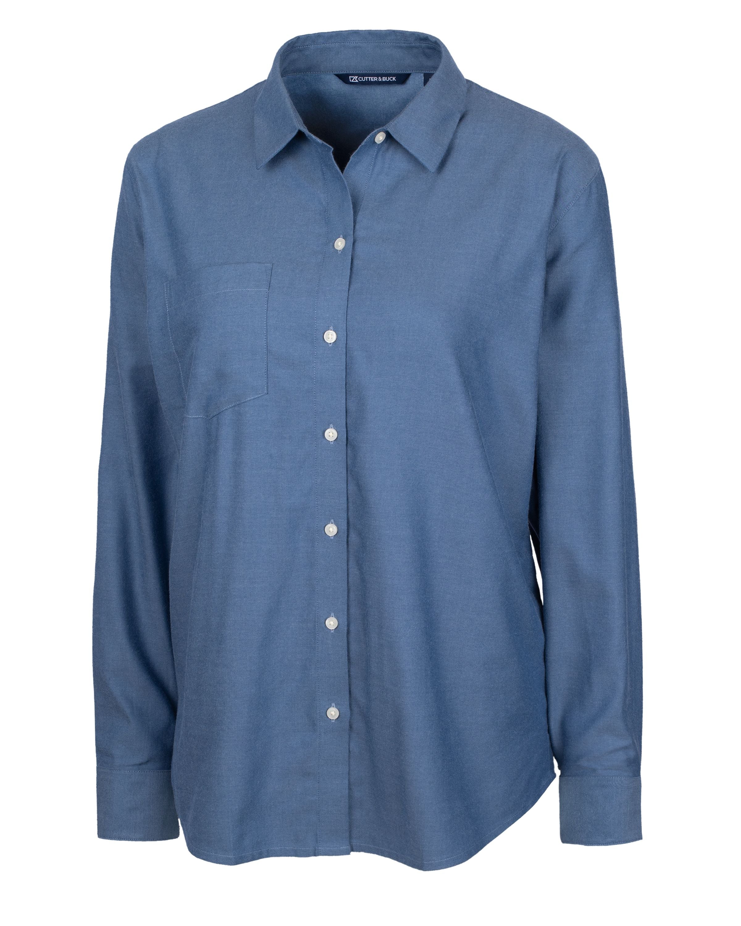 

Женская рубашка Windward Twill с длинным рукавом Cutter & Buck, индиго