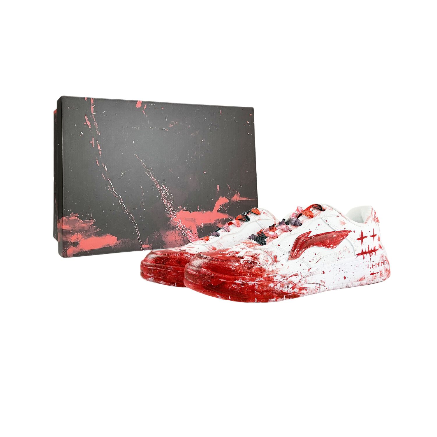 

LINING Лининг Понтон Боутс противоскользящие износостойкие низкие скейтерские кроссовки мужские бело-красные, цвет White Red[Red Box]