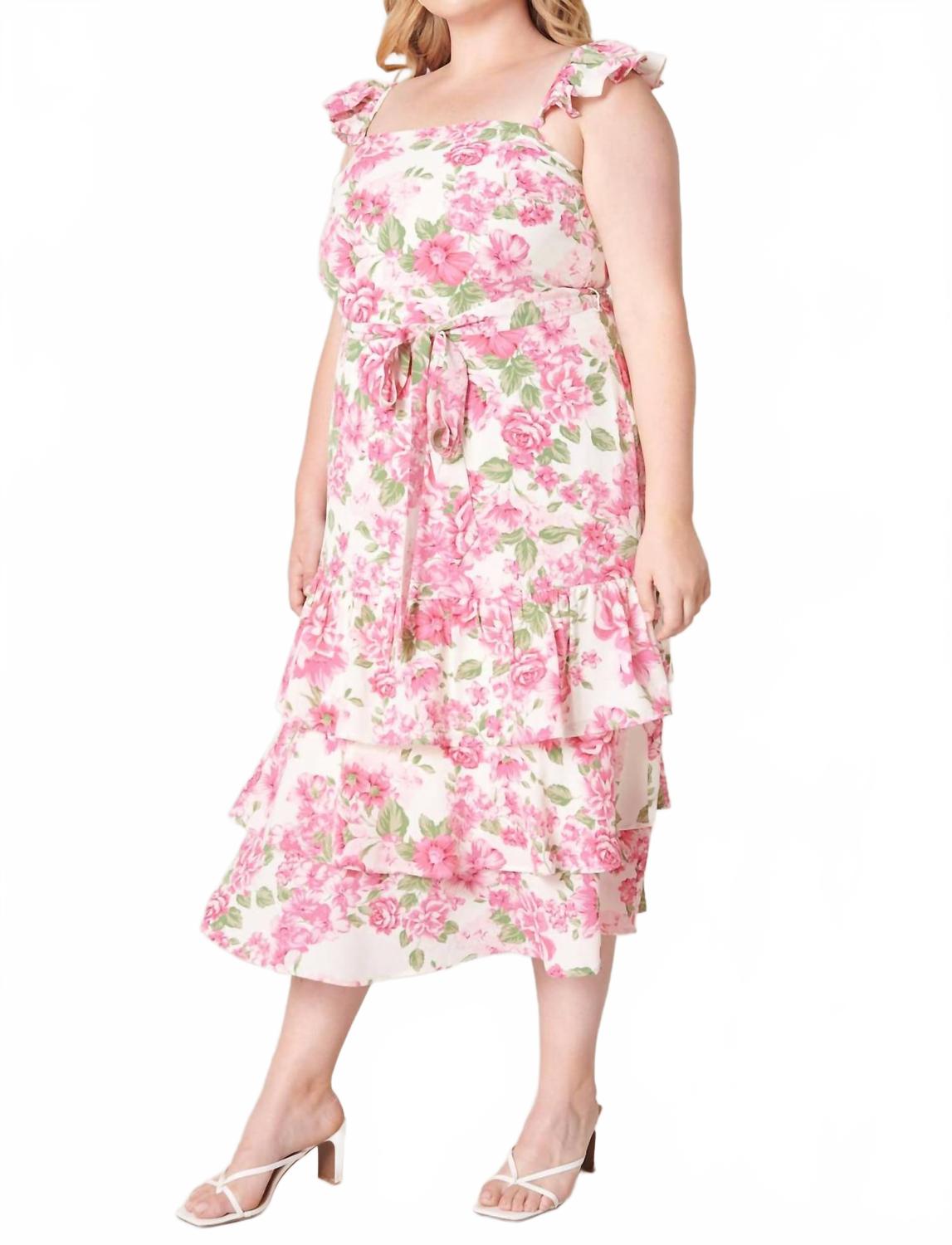 

Платье миди Truth Be Told Guayana с оборками и многоуровневым дизайном в розово-зеленом цвете Sugarlips, розовый/зеленый