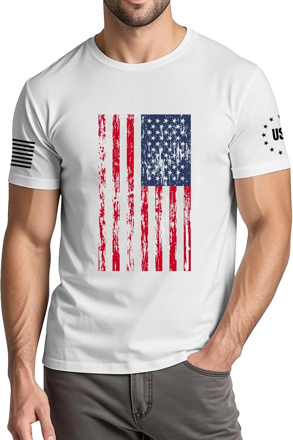 

Футболка WENKOMG1 Men's America 250 с коротким рукавом, Independence Day, Novelty Graphic Print, M-3XL
