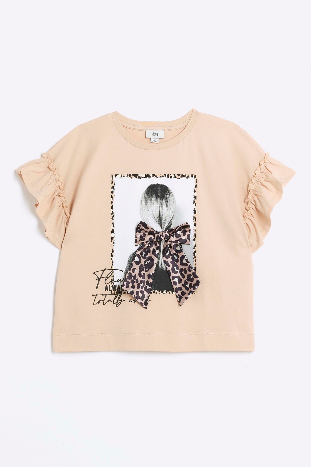 

Футболка для девочки с леопардовым принтом River Island, коричневый