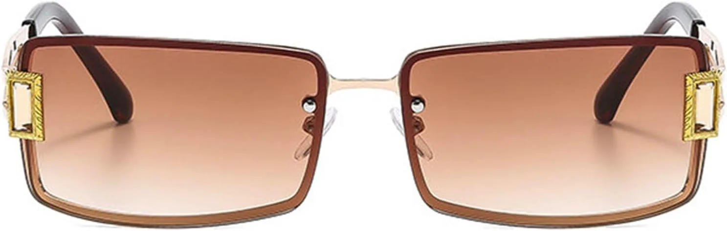 

Helena Y2K Роскошные дизайнерские солнцезащитные очки без оправы для женщин, винтажные панк-очки с стразами, большие очки, защита от ультрафиолета UV400, C3