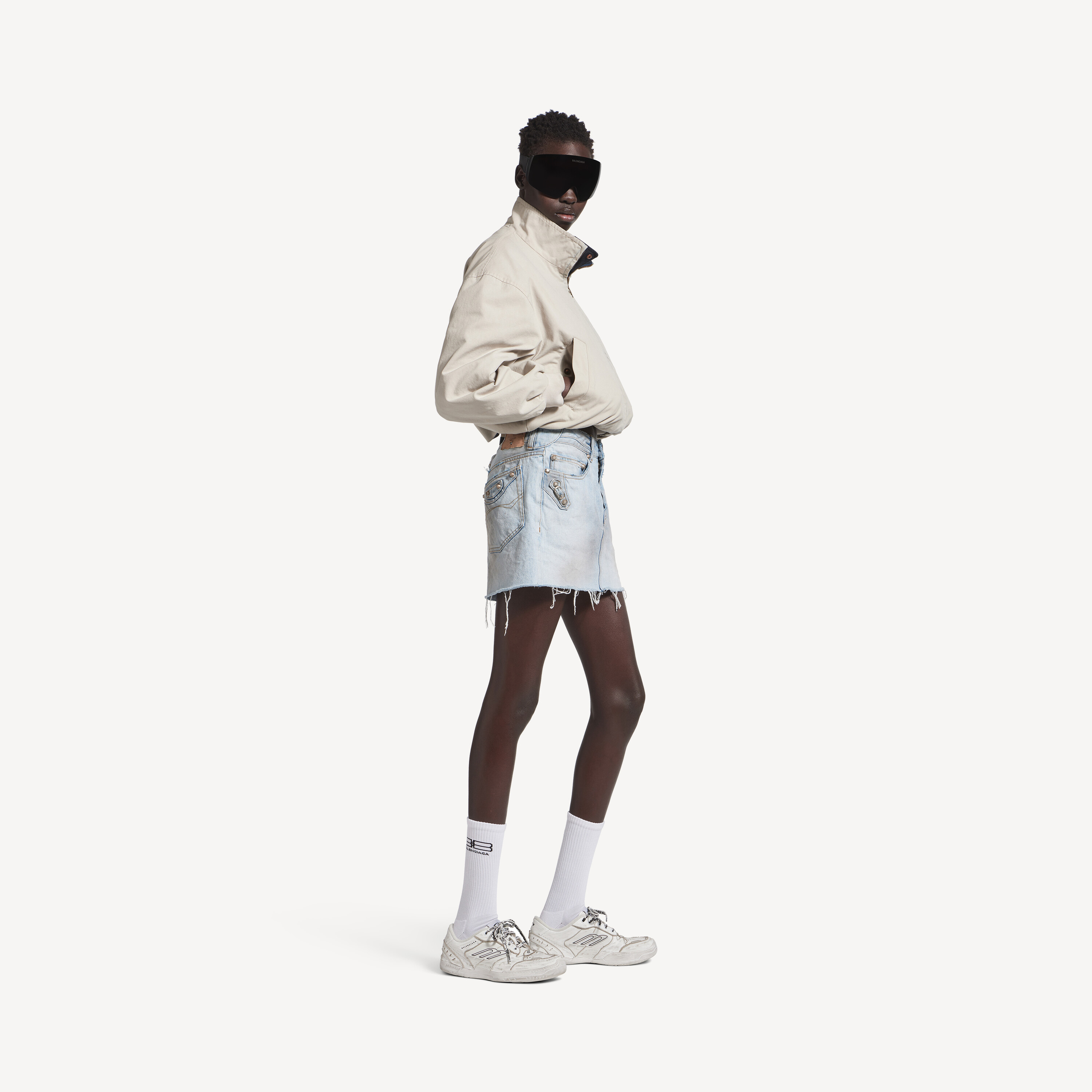 Женская мини-юбка city светло-голубого цвета BALENCIAGA, светло-голубой — фото 2