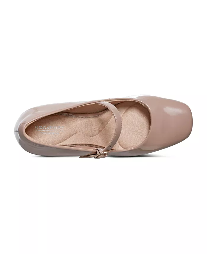 Женские туфли-лодочки Xena Block Heel Mary Jane Rockport, коричневый/бежевый — фото 4