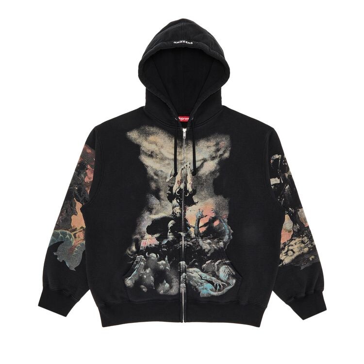 

Толстовка Supreme x Frank Frazetta Zip Up Hooded Sweatshirt Black, черный