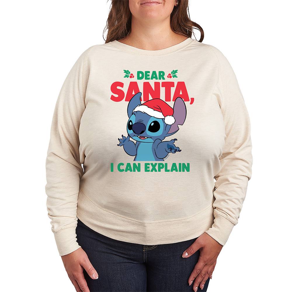 

Легкий свитшот из френч-терри Disney's Lilo & Stitch Plus Size Dear Santa, бежевый