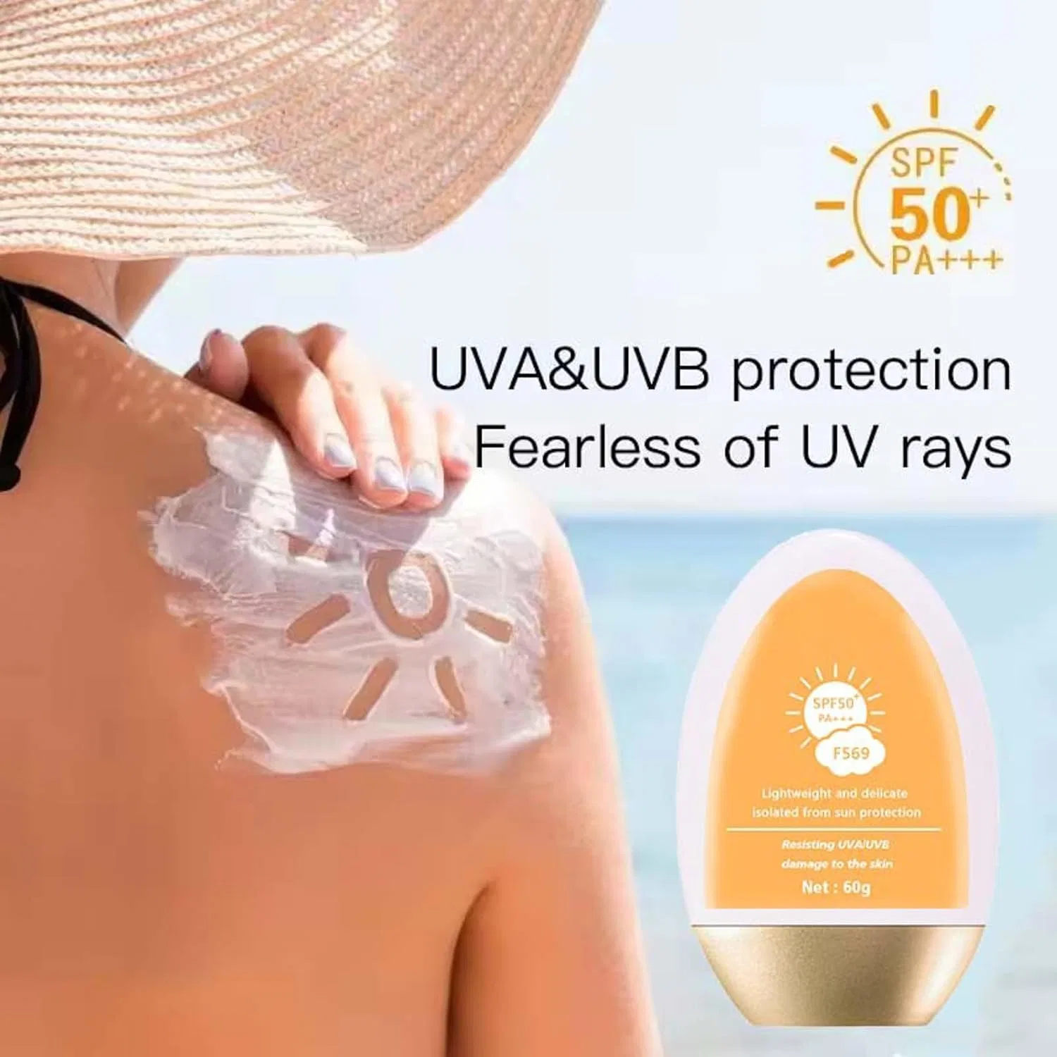 Солнцезащитный крем для тела легкий матирующий SPF 50+ Generic 60 г голубой — фото 3