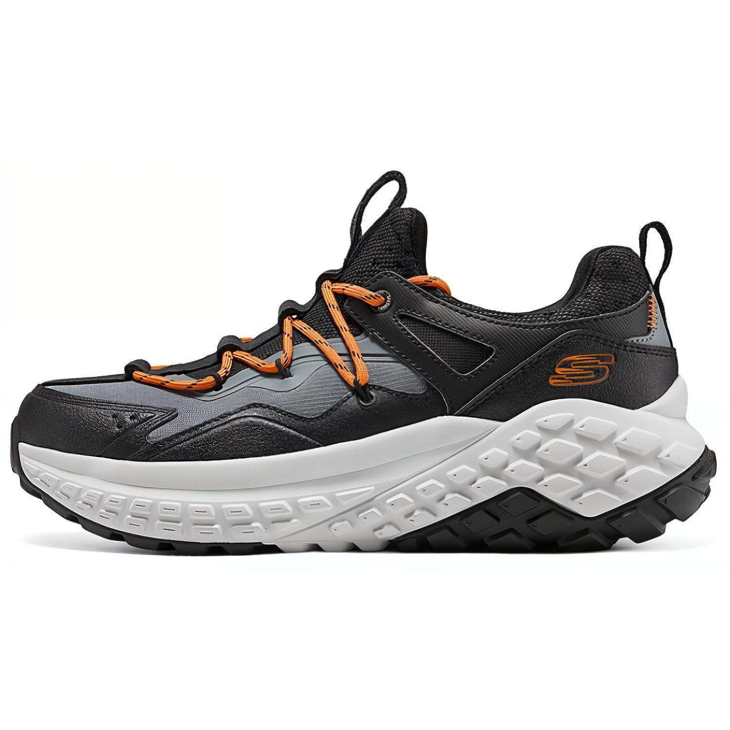 

Спортивные низкие повседневные кроссовки для бега мужские черно-оранжевые Skechers, черный/угольно-серый