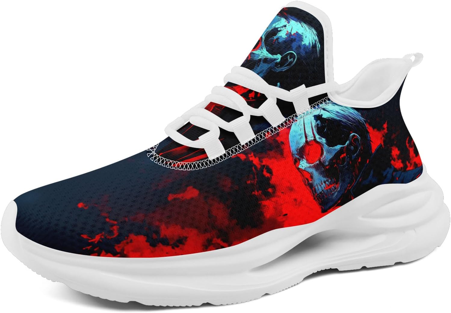 

Кроссовки AWSOLE Fashion Skull для мужчин и женщин, легкие, дышащие, на шнуровке, готические, для бега, тенниса, бейсбола и тренировок, белый/черный/красный/синий