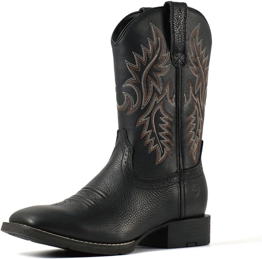 

Мужские ковбойские сапоги SUREWAY - мужские западные сапоги с квадратным носком, маслостойкие/антискользящие, прочные, модные классические сапоги на 25 см на каждый день - сапоги с мягким носком, черный