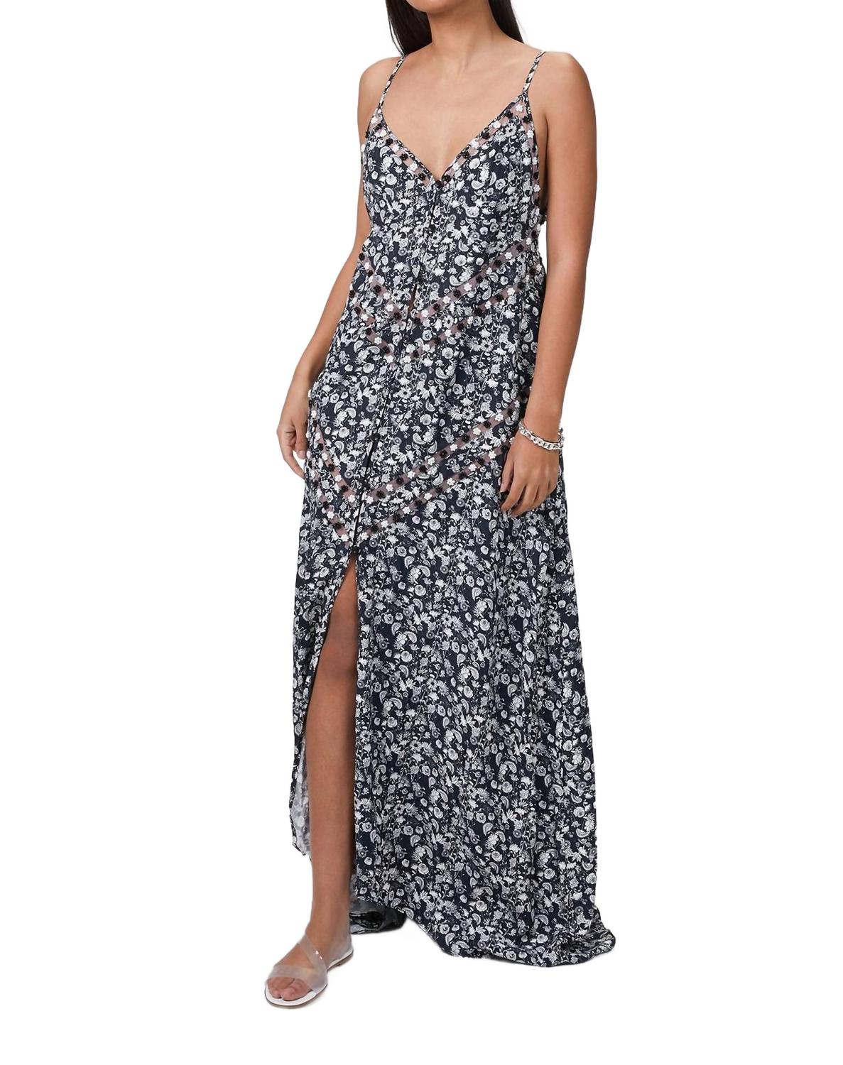 

Длинное платье с цветочным принтом в синих тонах AMIR SLAMA