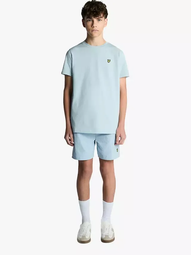 Детская однотонная футболка, опалово-голубая Lyle & Scott — фото 3