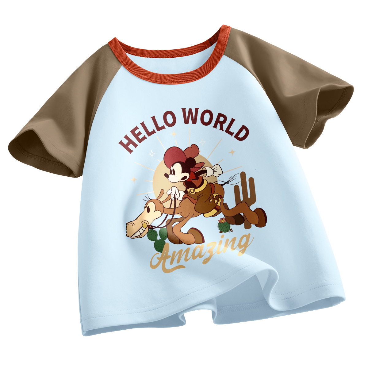 

Футболка для детей с круглым вырезом тонкая Disney, dishama coffee синий