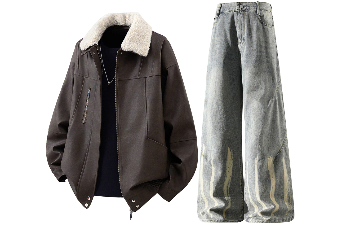 

Повседневный спортивный костюм Unisex с лацканами, утолщенный и с флисовой подкладкой X1617, coffee top+желтый mud jeans