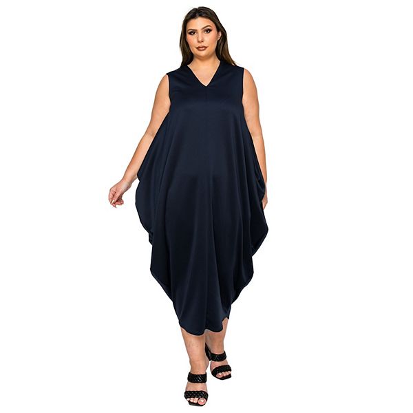 

Платье с вырезом "каре" и пышным подолом Plus size L I V D, Navy