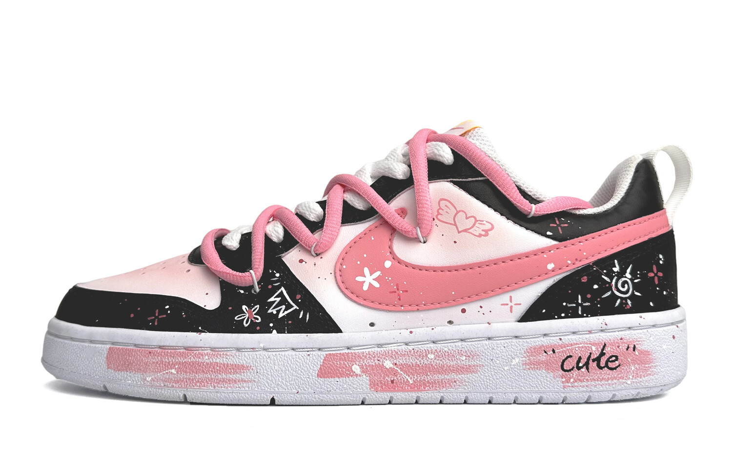 

Кроссовки Nike Court Borough Series Skateboard Shoes Women's Low-Top Black Pink/White