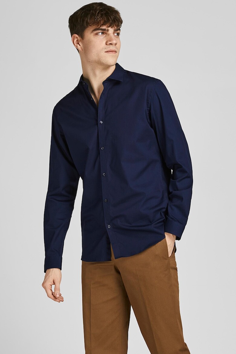 

Приталенная рубашка Blacardiff из хлопка Jack & Jones, синий
