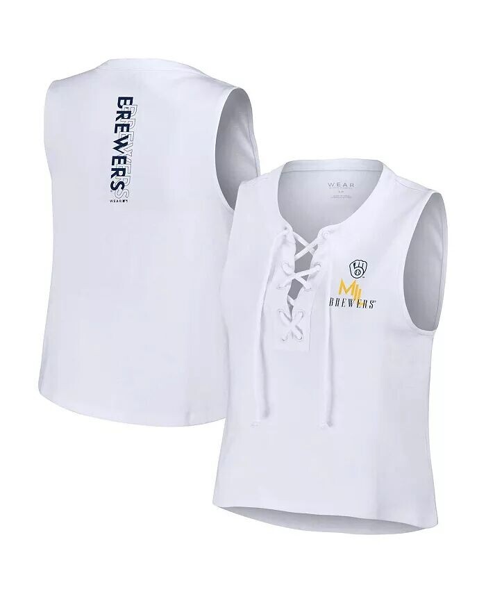 

Женская белая майка на шнуровке Milwaukee Brewers Wear By Erin Andrews, белый
