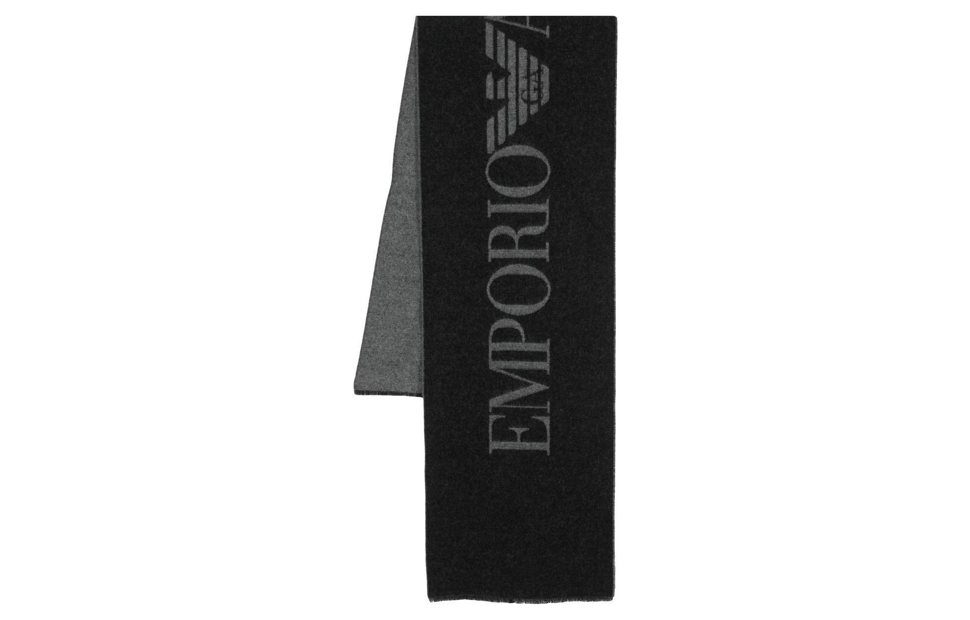 

Шерстяной шарф мужской черный EMPORIO ARMANI