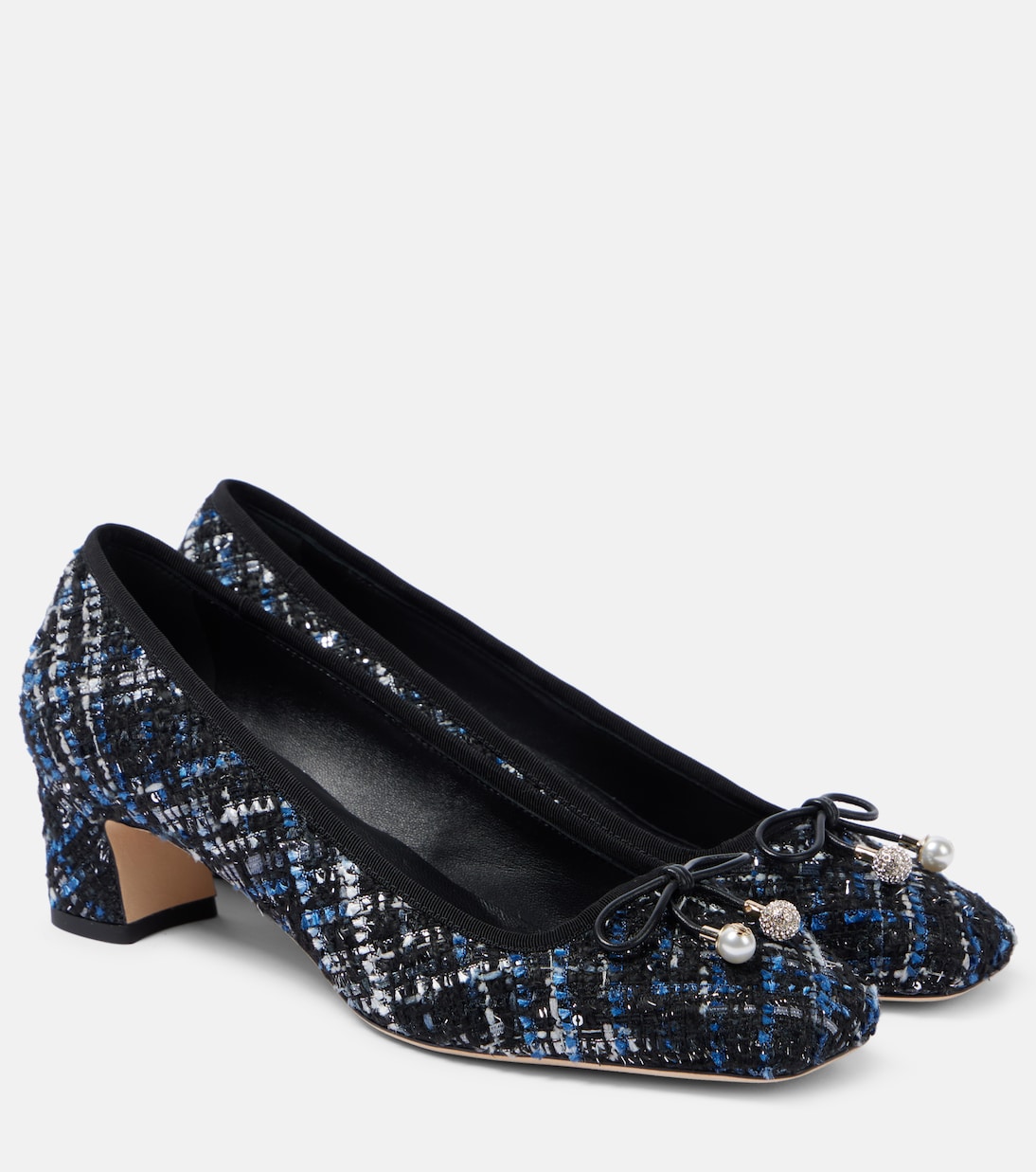 Твидовые туфли Elme 45 с бантом Jimmy Choo, Black Mix