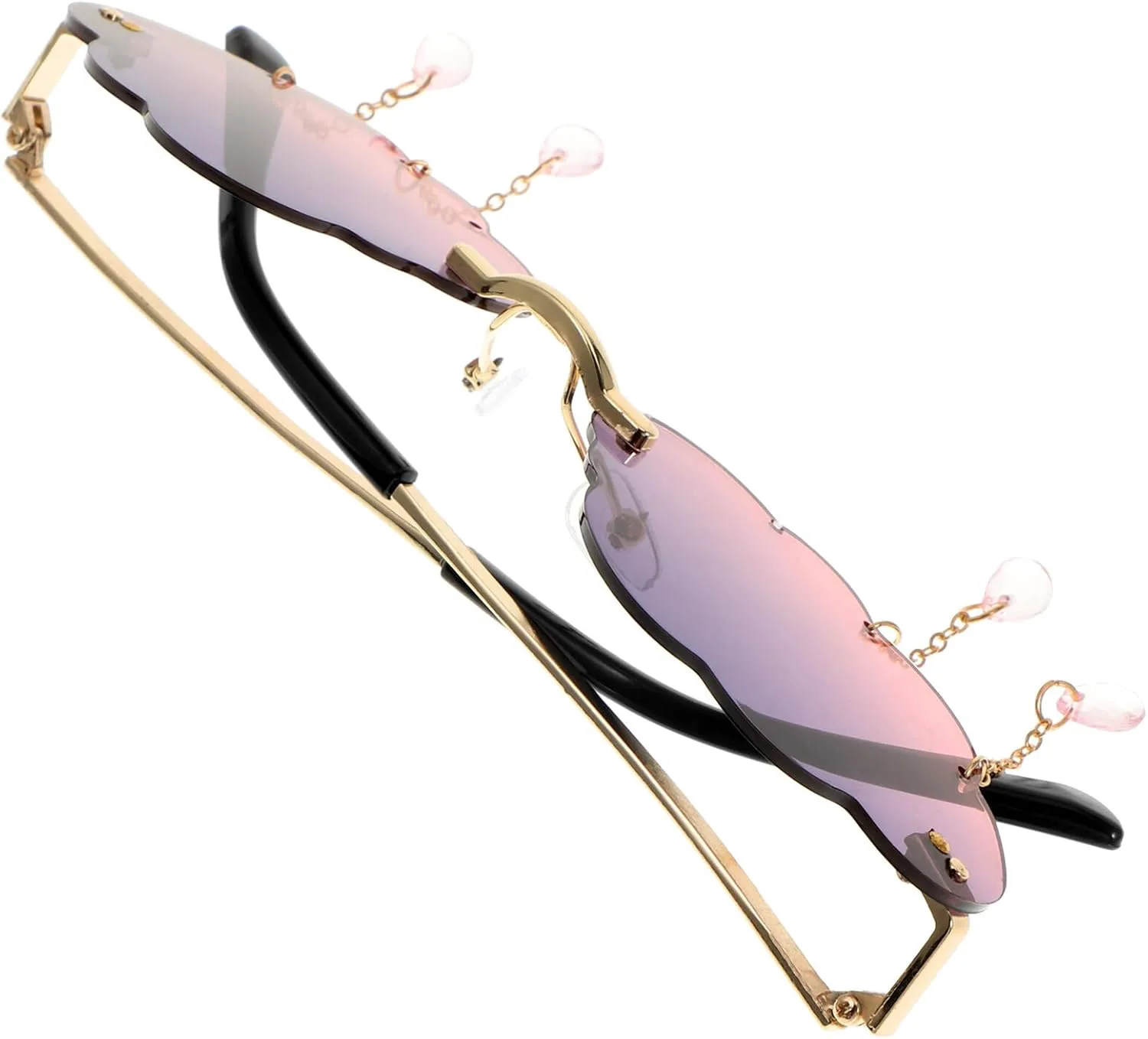 

Солнцезащитные очки Shell Design для женщин, асимметричная форма, для фотосъемки, светло-золотистого цвета, модный уличный стиль, защита от УФ-излучения Holibanna