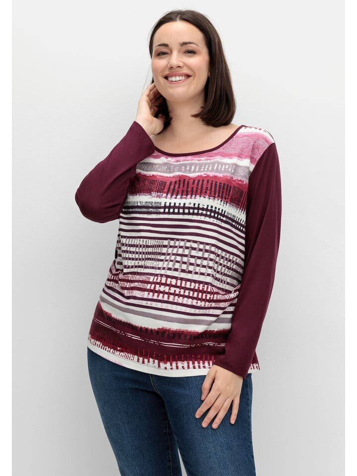 

Футболка sheego Langarmshirt, цвет aubergine gestreift