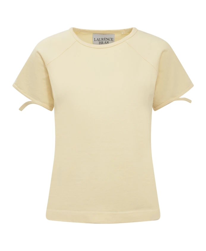 

Футболка с круглым вырезом и вышитыми деталями на рукавах. Laurence Bras, бежевый
