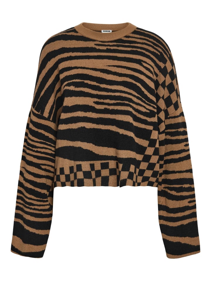 

Вязаный свитер с эффектным дизайном коричневого цвета Noisy may