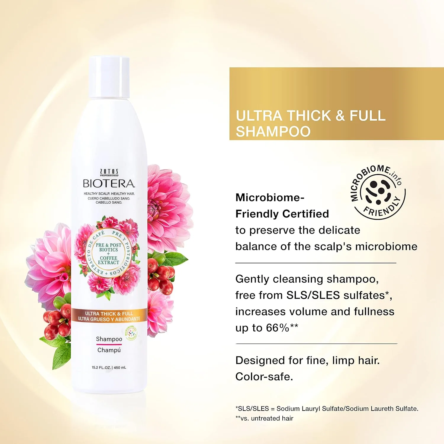 Biotera Ultra Thick & Full шампунь для объема тонких и безжизненных волос, дружественный к микробиому, веганский, без парабенов, безопасный для окрашенных волос 946 мл (2 шт.), Green — фото 2