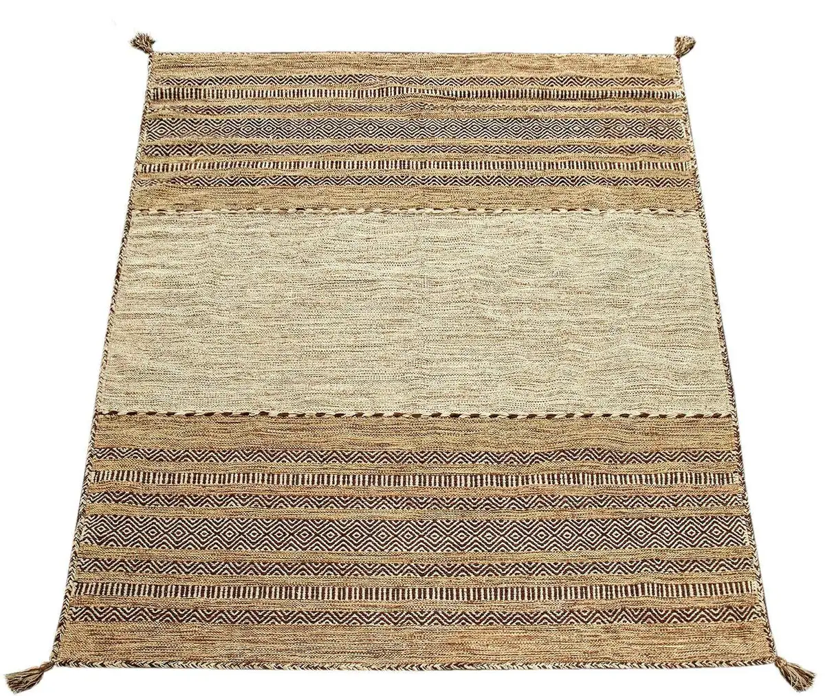 

Ковер Paco Home "Kilim 217", прямоугольный, двусторонний ковер ручной работы, чистый хлопок, в полоску, гостиная 160х220 см, бежевый