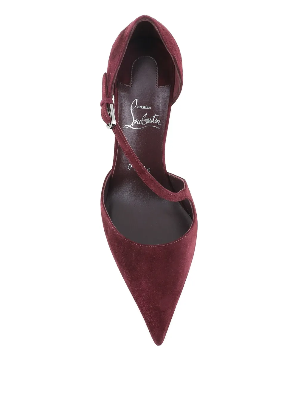 Туфли-лодочки на каблуке из замши с перекрестными ремешками Christian Louboutin, красный — фото 4