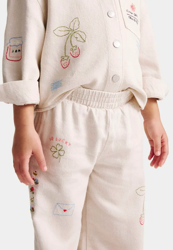 Джинсы свободного кроя с вышивкой Marks & Spencer, Ecru Mix — фото 3