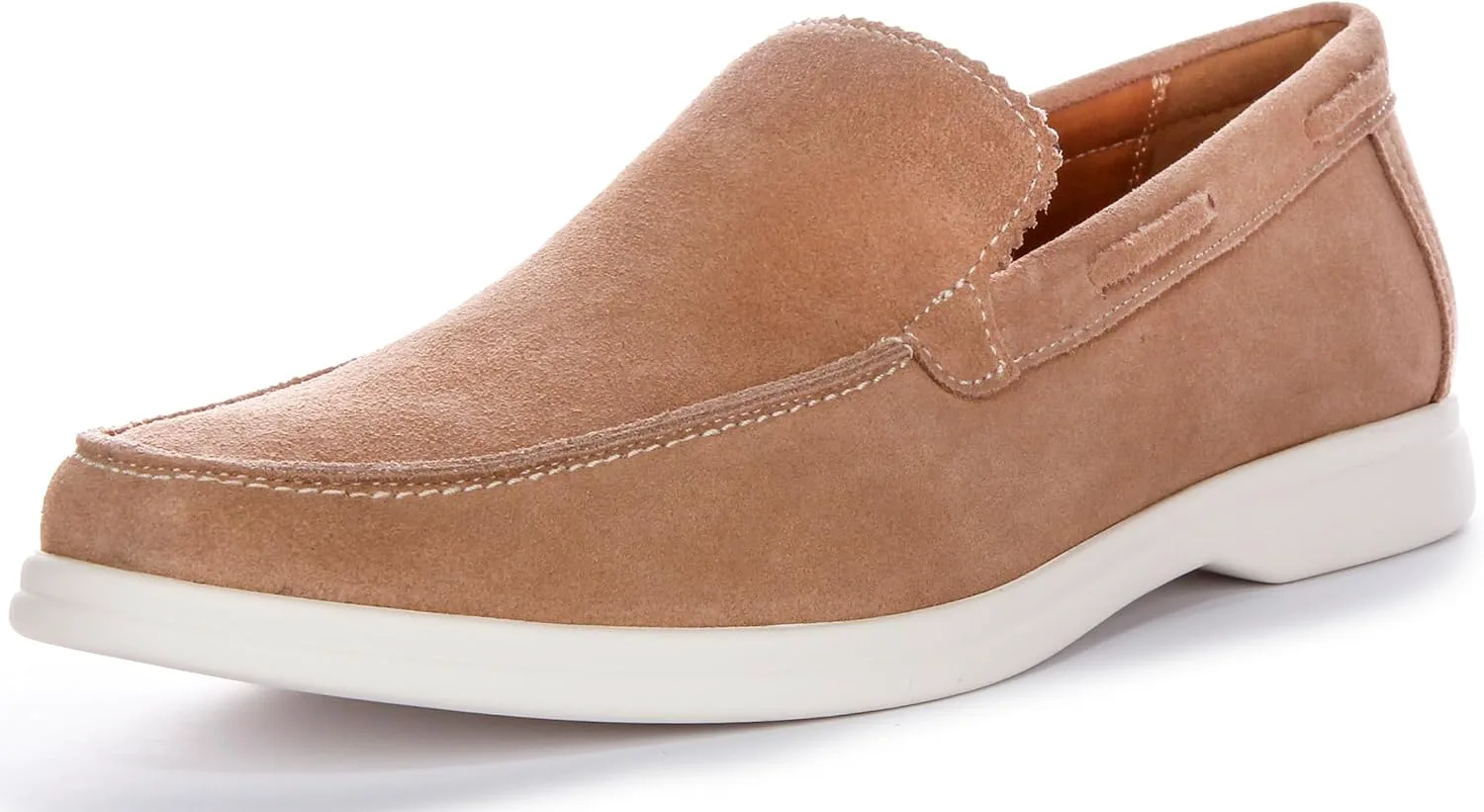 

JUSTINREESS ENGLAND Мужские слипоны синие из замши и кожи Charles, удобная обувь в стиле смарт-кэжуал, бежевый