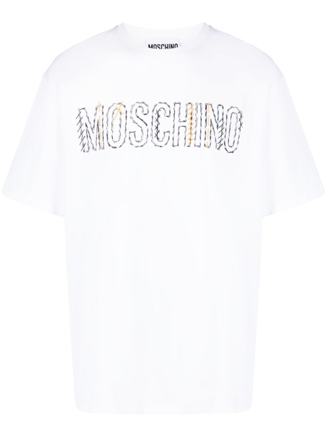 

Moschino футболка с вышитым логотипом, белый