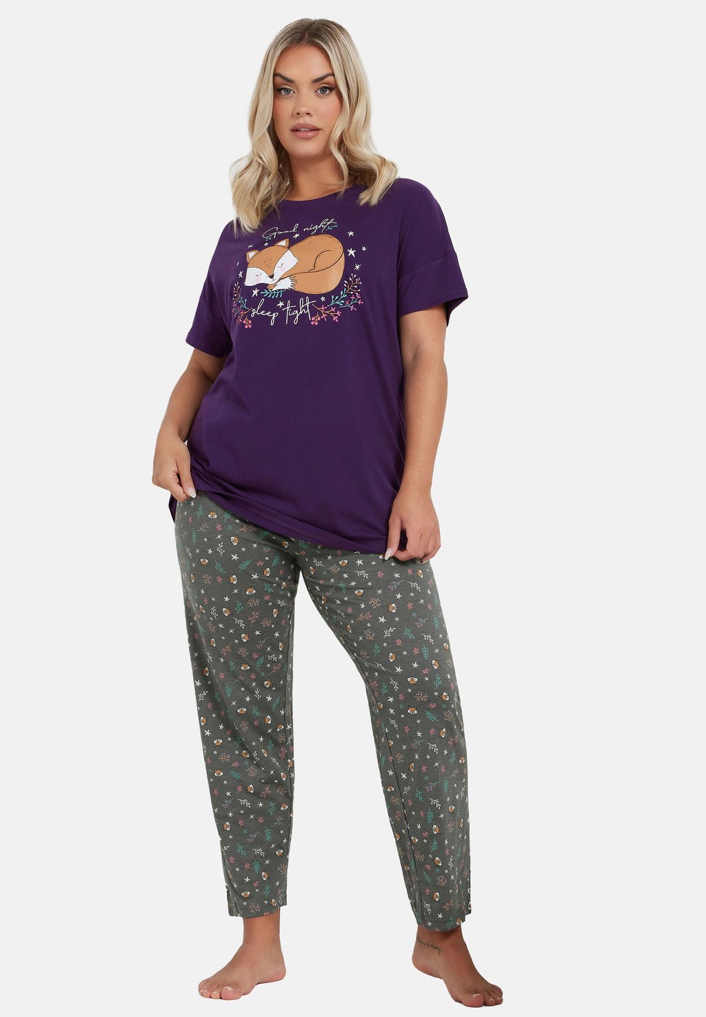 

Пижама WIDE SET Yours Clothing, фиолетовый