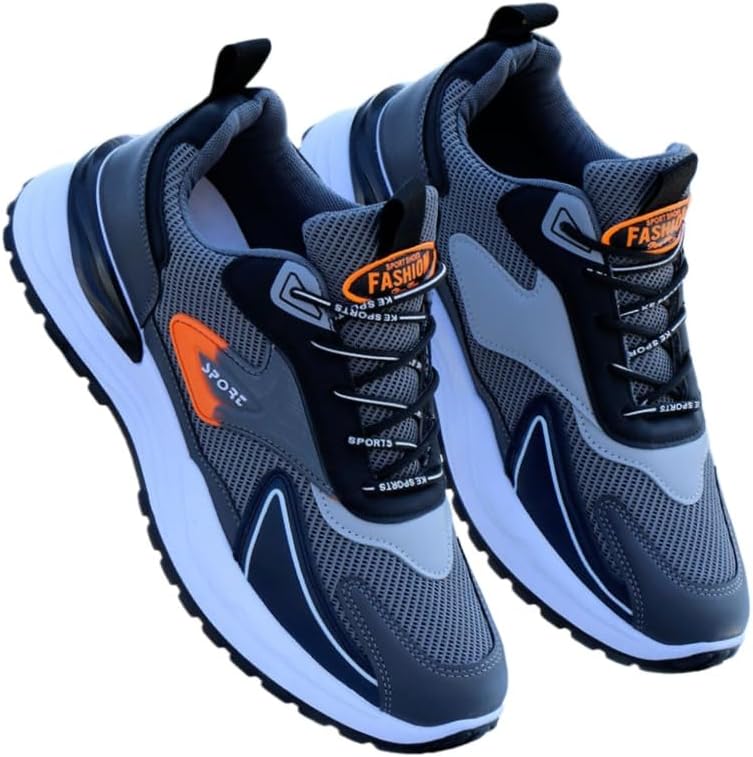 

Мужские повседневные спортивные кроссовки с дышащим верхом из сетки - подошва с антискользящим эффектом и амортизацией, мягкая подкладка, для ежедневного использования на улице, для бега Fmshi, серый