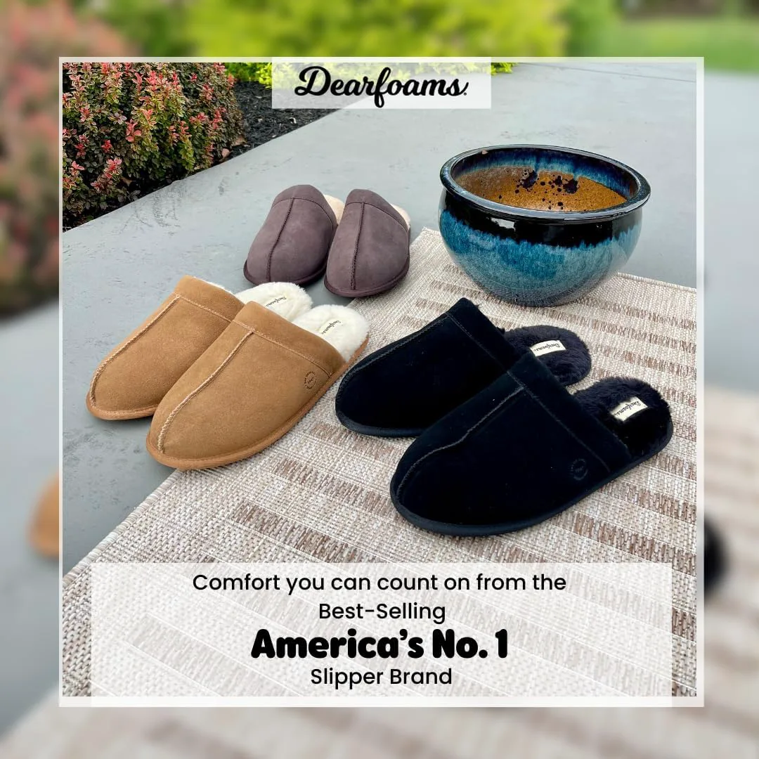 

Мужские домашние тапочки Dearfoams Bradford из натурального замша, черный