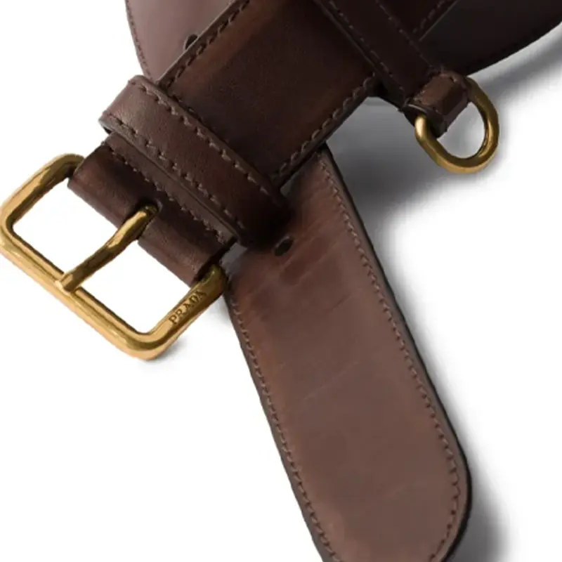 PRADA Кожаный ремень из телячьей кожи женский коричневый, Brown — фото 3