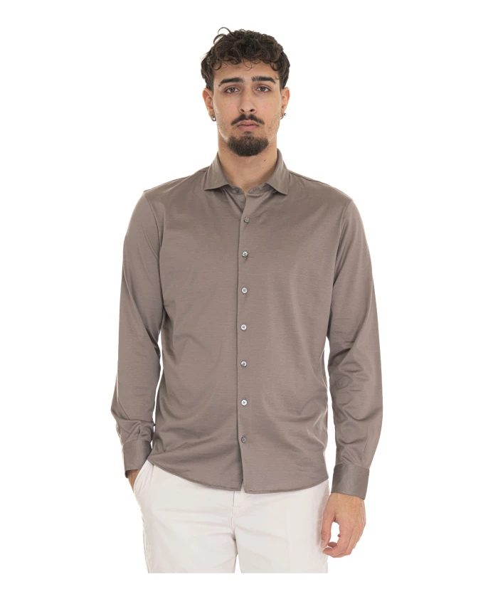 

Хлопковая рубашка с длинными рукавами и французским воротником. Gran Sasso, бежевый