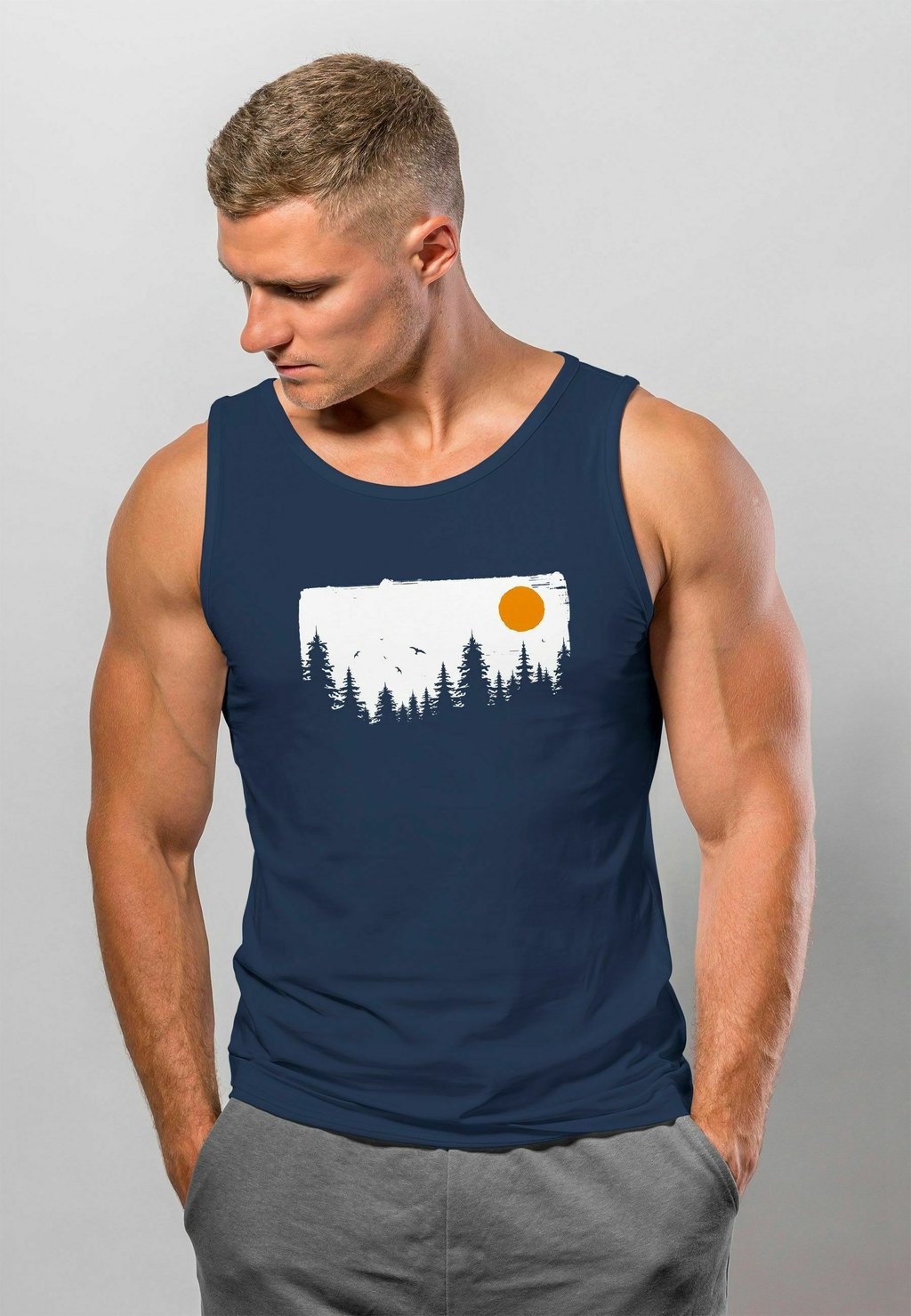 

Топ TANK WALD BÄUME OUTDOOR ABENTEUER NATUR-LIEBHABER MUSKEL Neverless, цвет navy